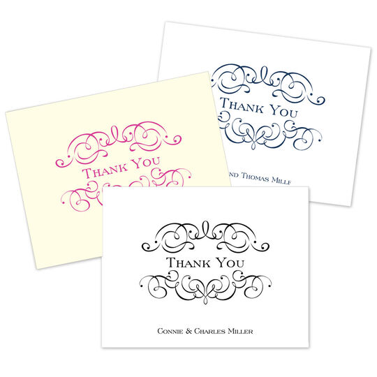 Ornate Scroll Thank You Folded Note Cards